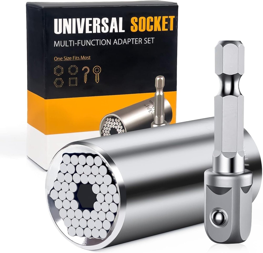 Fathers Day Gift Universal Socket Geekman Silver with Drill Adapter