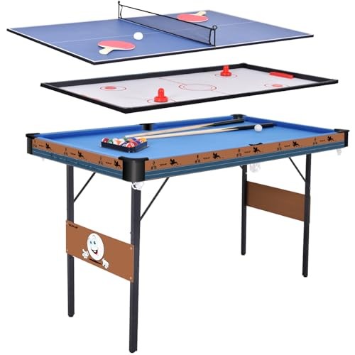 55Inch Multi Function 3 in 1 Combo Game Table, Folding Pool Table/Billiard