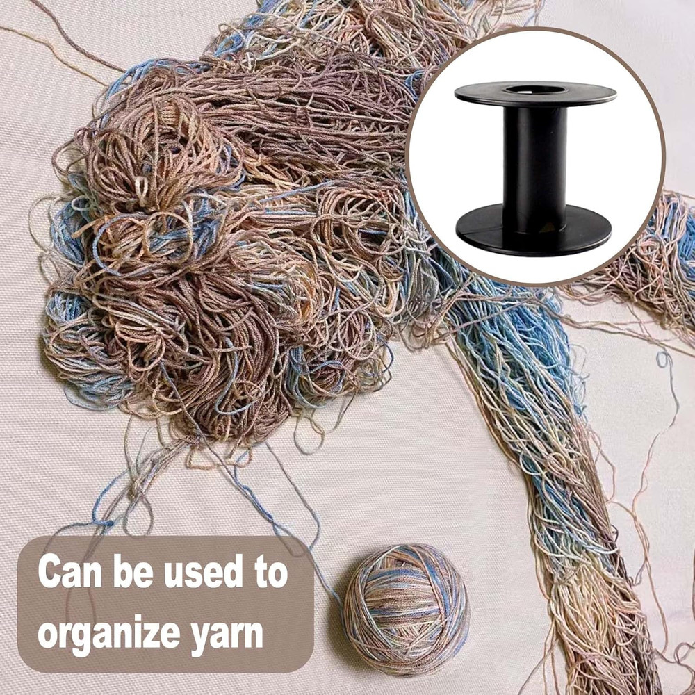 6 Pcs Plastic Spool 71Mm Black Bobbin round Ends Empty Thread Spools for Sewing