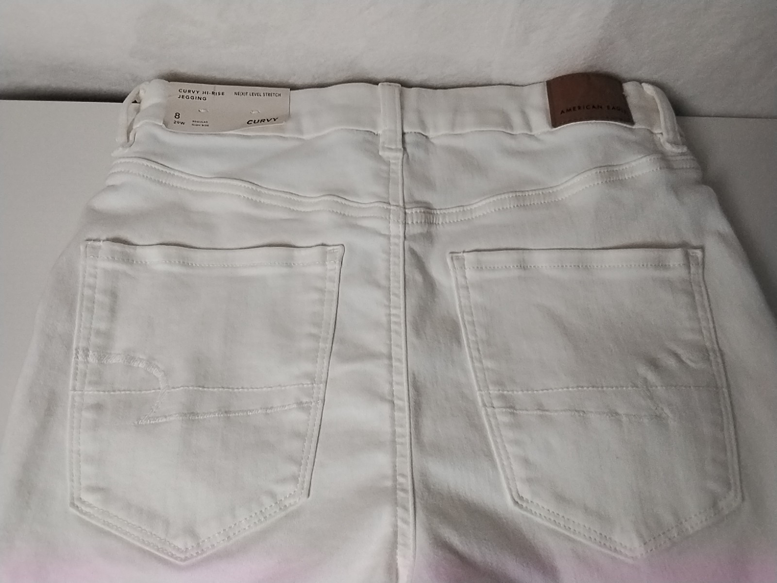 NWT AE American Eagle Women's Sz 8 White Curvy High-Rise Stretch Jeggings