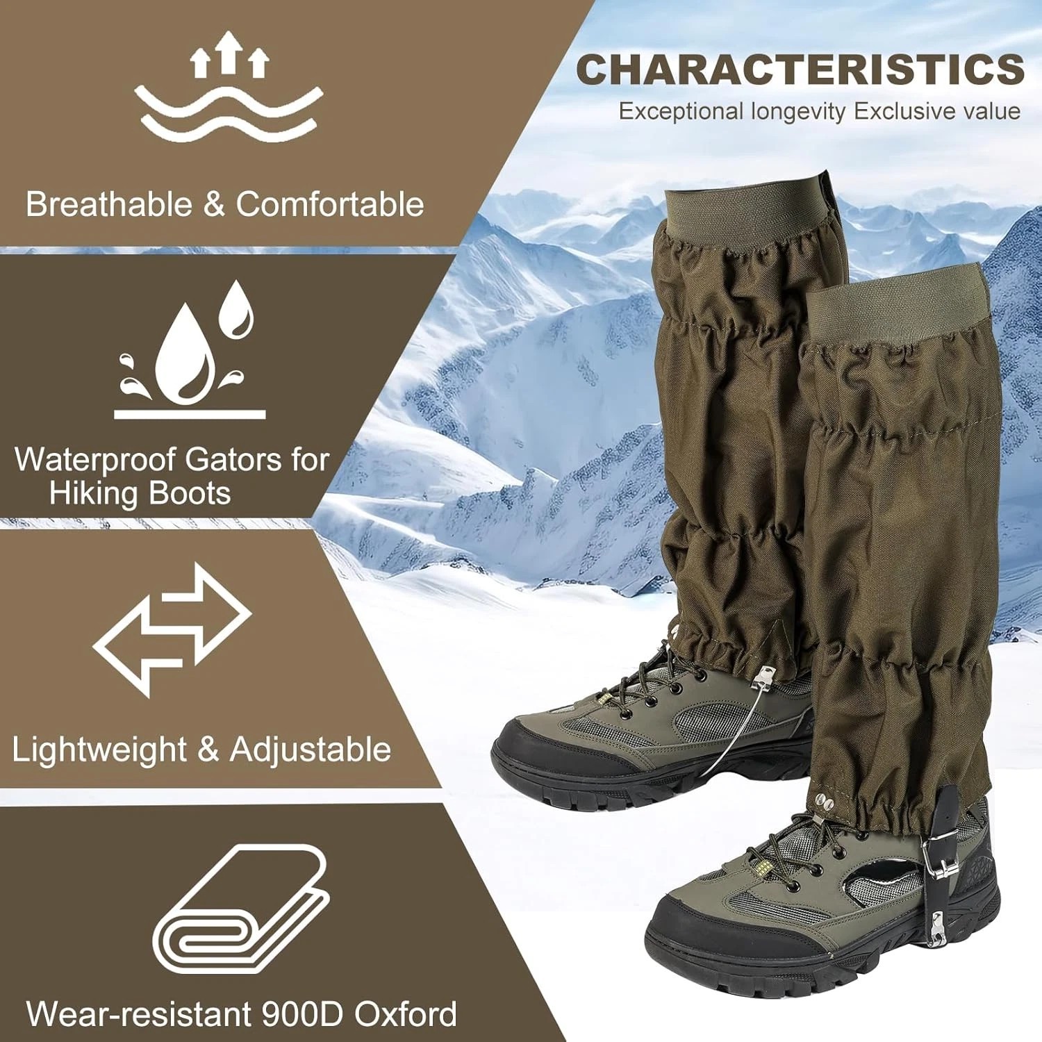 Adjustable Snake Gaiters for Men & Women, Thicken Snake Proof Boot Gators