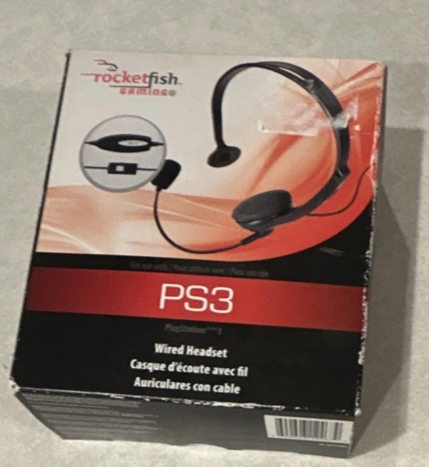 Rocketfish Broadcaster PS3 USB Wired Headset Boom Mic Adjustable Headband 15ft