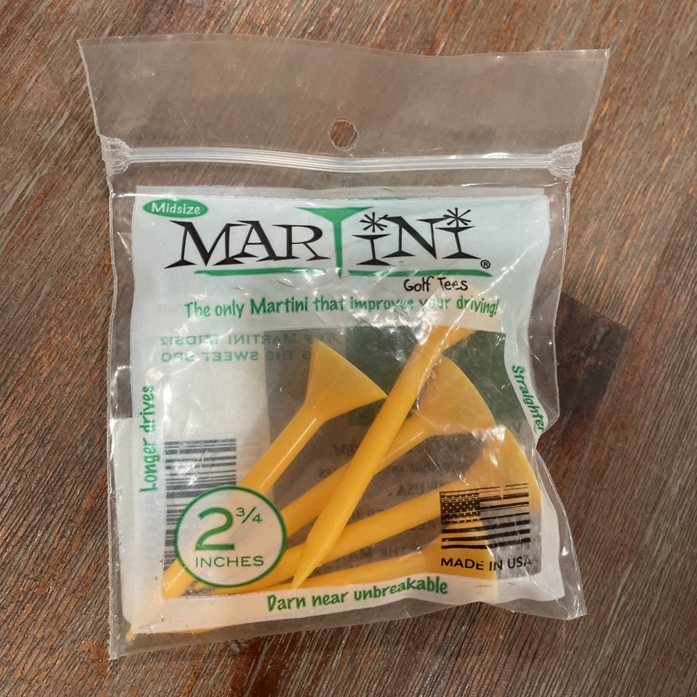 Martini Midsize 2 3/4" Golf Tees - Virtually Unbreakable - Orange - 5 Pack