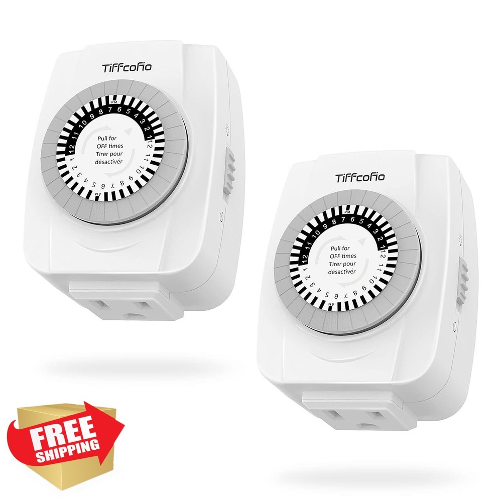 TiFFCOFiO 2 Pack Indoor Outlet Timer 24-Hour Programmable