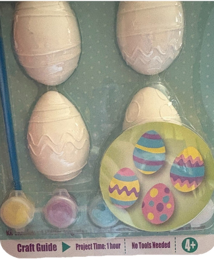NEW Vtg Paintable Plaster Easter Magnets Kit Eggs
