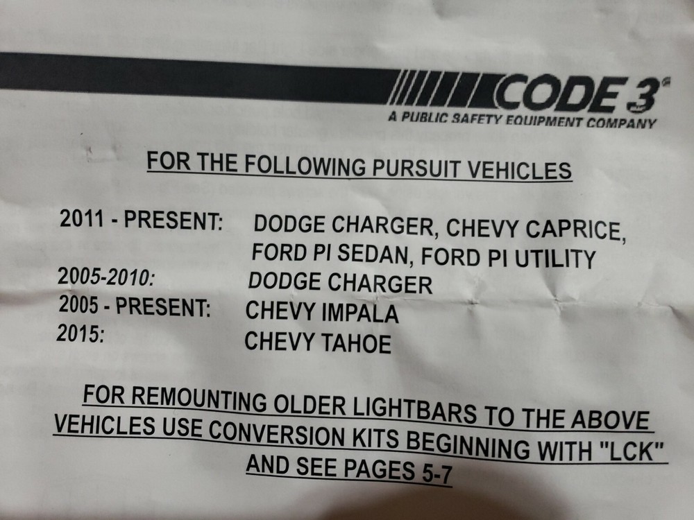 Code 3 LIT3 Strap Kit for Ford PI Sedan