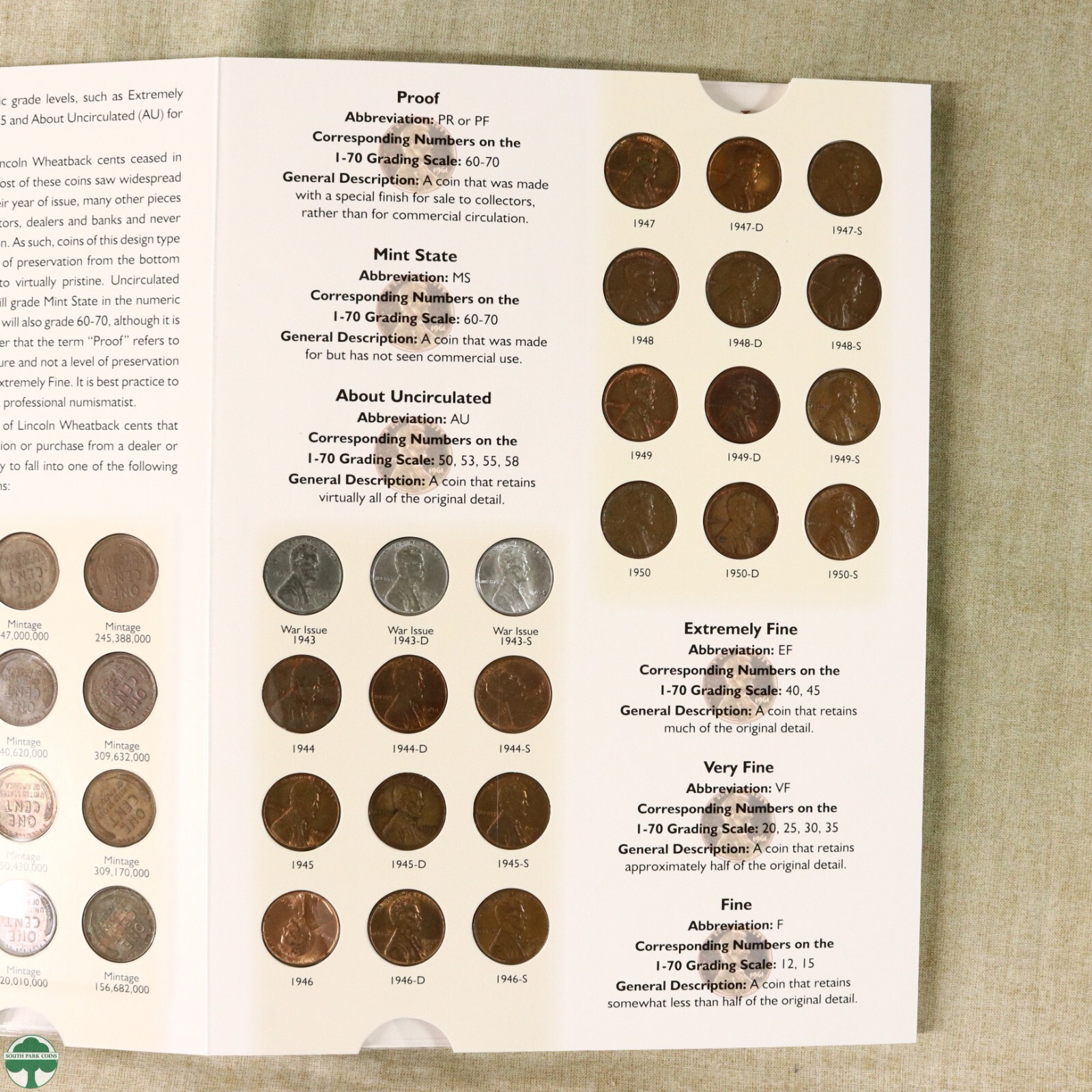 1909-1958 Lincoln Wheat Cent Coin album filled VF/UNC Excluding Five Coins