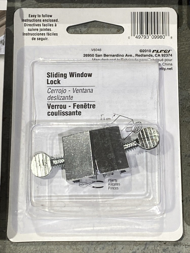 Defender Security Sliding Window Lock U-9980 Silver 6-Pack New