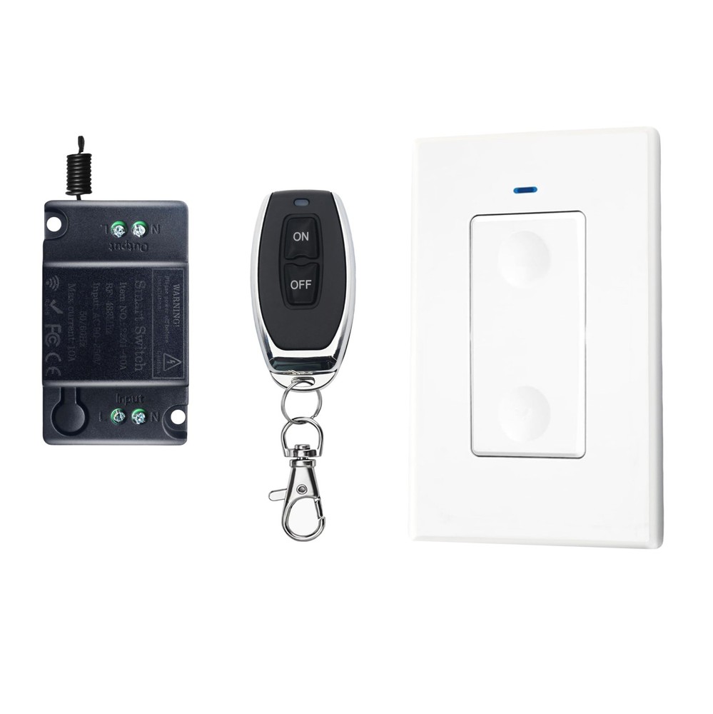 RPTCOTU Wireless Remote Light Switch No Control AC 1 way Black, Black