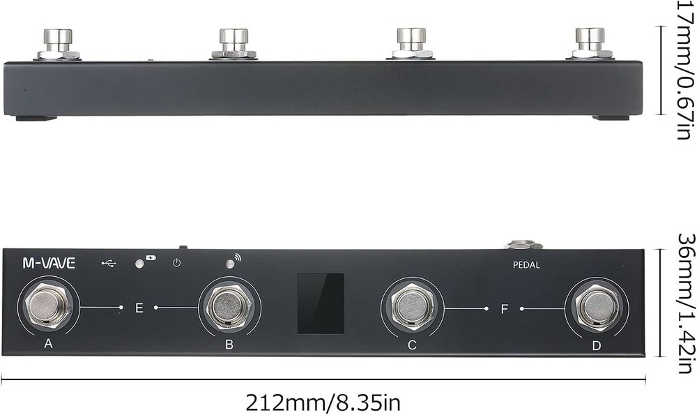 Rechargeable MIDI Foot Controller - Bluetooth Connectivity & Intuitive Display