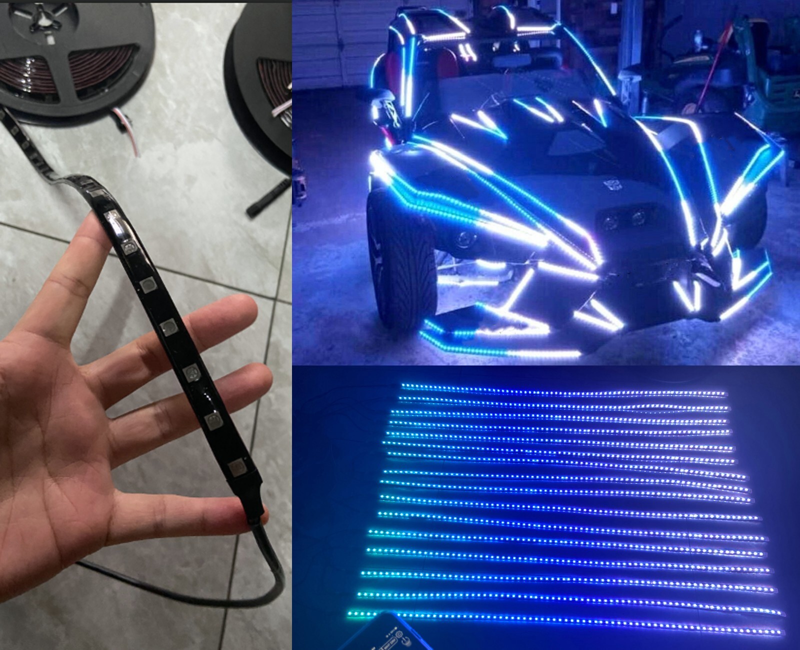 16PCS 4FT Black Out CHASING Tinted LED Strips Lights Slingshot Motorcycle Ryker