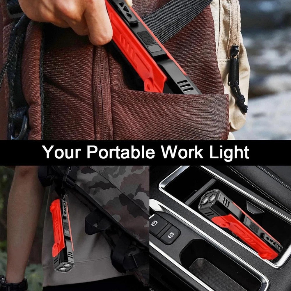 Magnetic Base LED Work Light 600LM Rechargeable Type-C Flashlight Lamp Tool