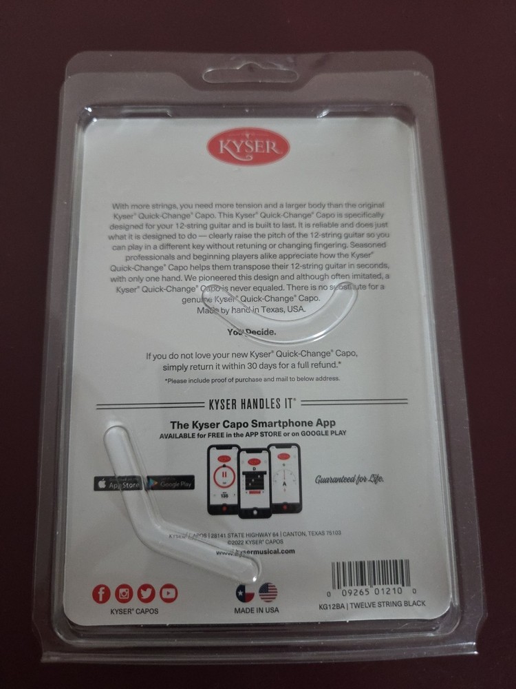 Kyser 12 String Guitar Capo Quick-Change Capo - Black