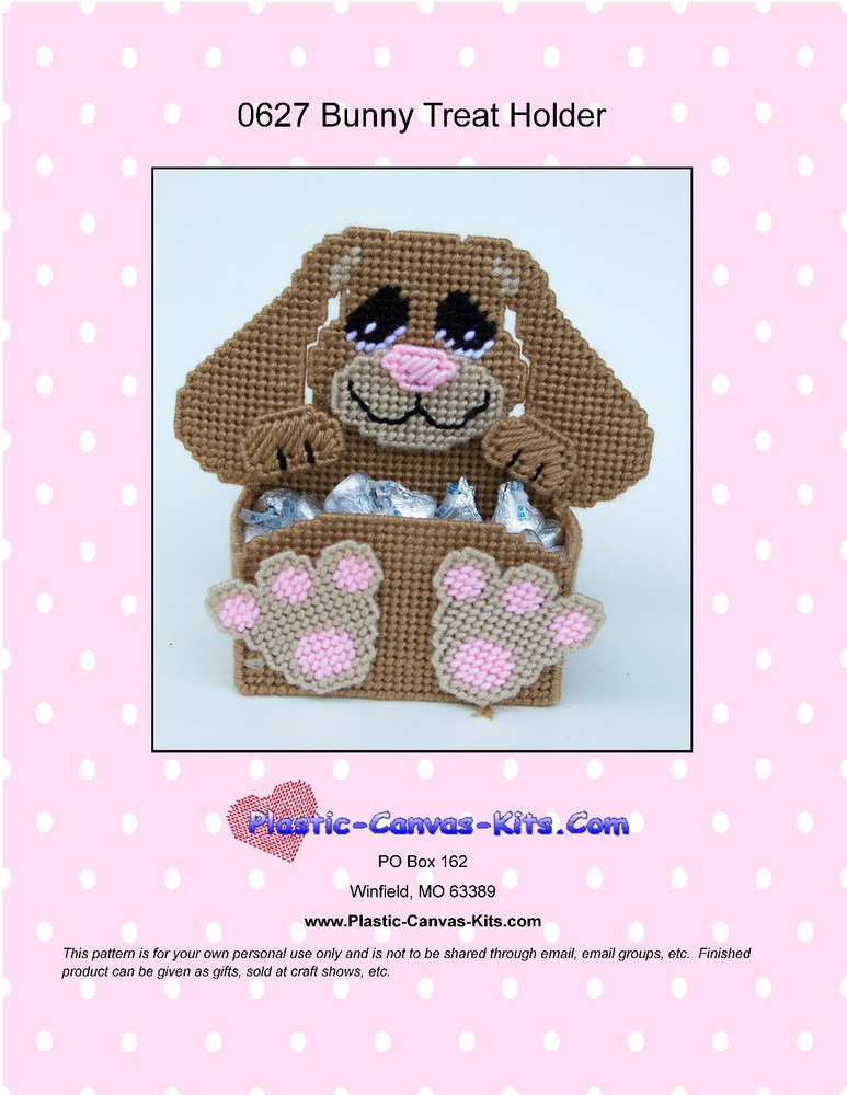 Bunny Rabbit Treat Holder- Plastic Canvas Pattern or Kit-Great for Easter