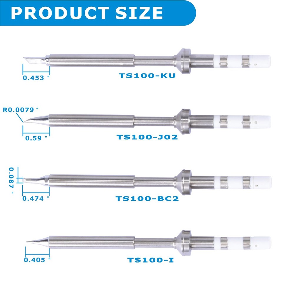 4PCS TS100 Soldering Tips Kit, Compatible with TS100|TS101|/PinecilV2|pine64 Sol