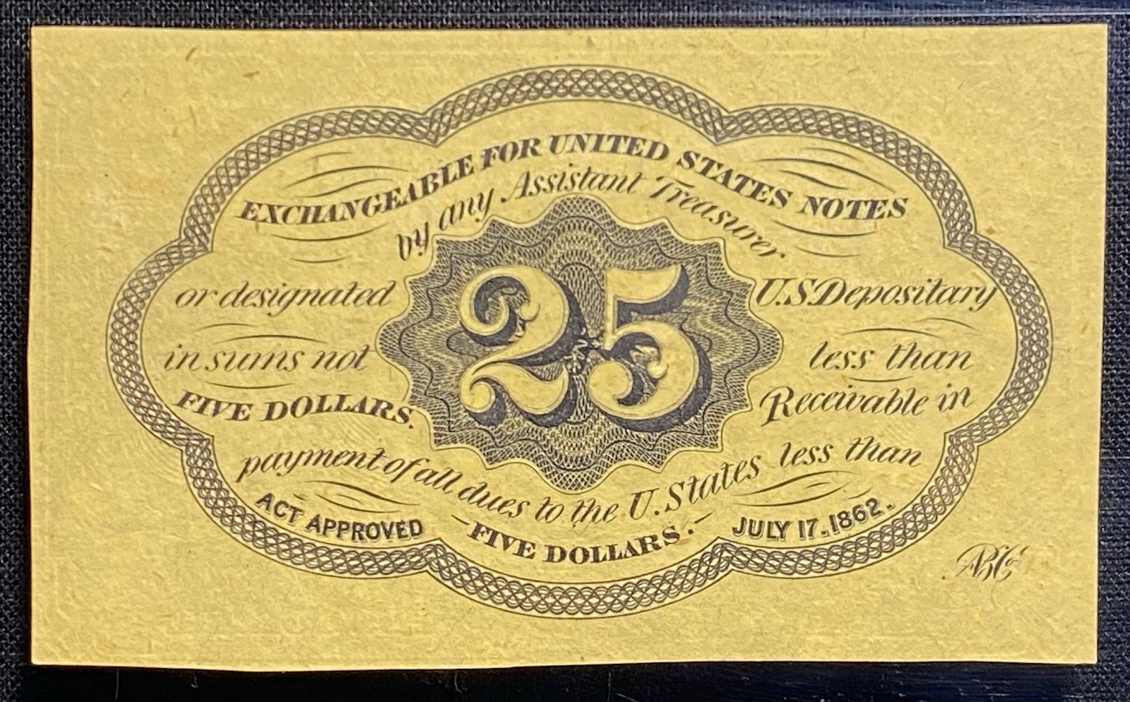 1862 FIRST ISSUE 25 Cents Fractional Currency 25c Note FR 1281 Civil War PCGS 61