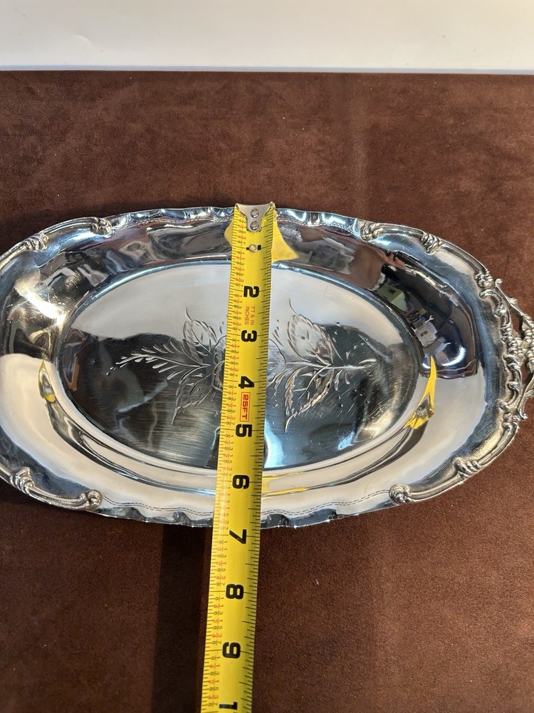 Pairpoint Silver Plate Serving Tray Floral Engraved Pattern 357 Oval Victorian