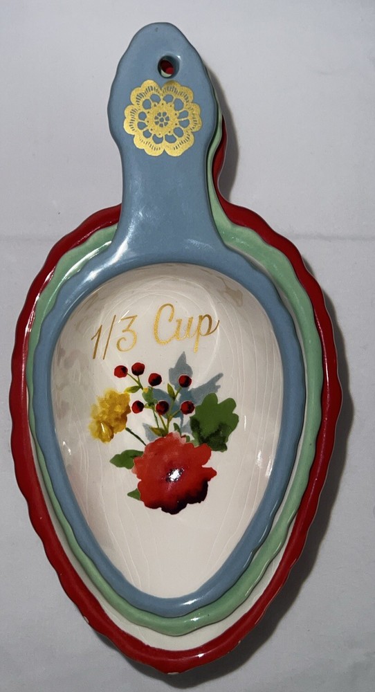 Ceramic Nesting Measuring Cups In Floral Pattern 3 Piece Set