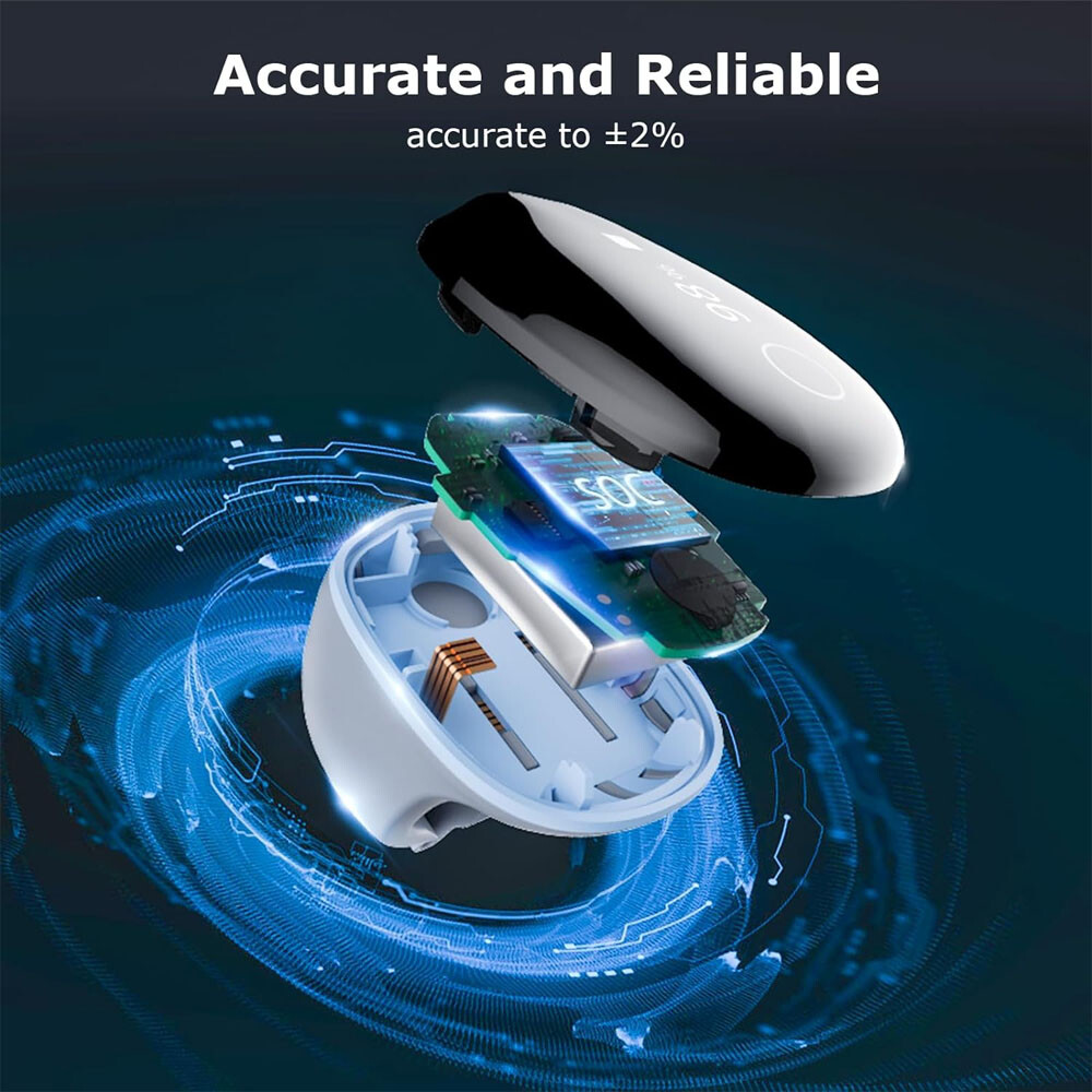 Wellue Rechargeable O2Ring Pulse Oximeter Continuous Tracking SpO2 & Pulse Rate