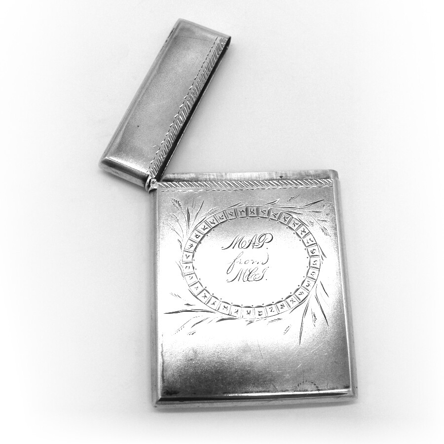 Engraved Card Case Gorham Sterling Silver 1872 Mono MAP from MEJ
