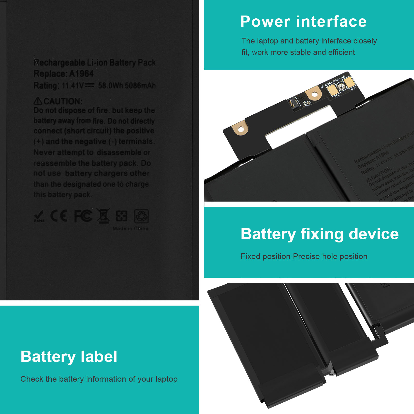 A1964 Battery for MacBook Pro 13" A1989 Mid 2018 2019 / A2251 2020 EMC 3214 3348