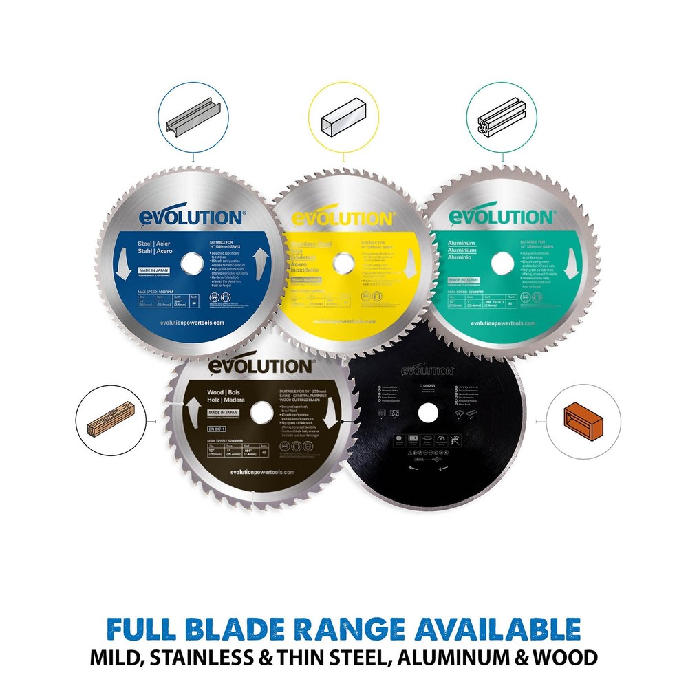 Evolution Power Tools, Professional Blade for Cutting Mild 10 Inch, Blue