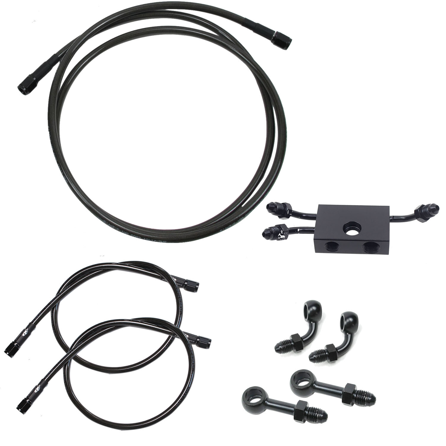 Smoky Black Brake lines Kit for Harley 14-17 Low Rider with ABS Dual Disk