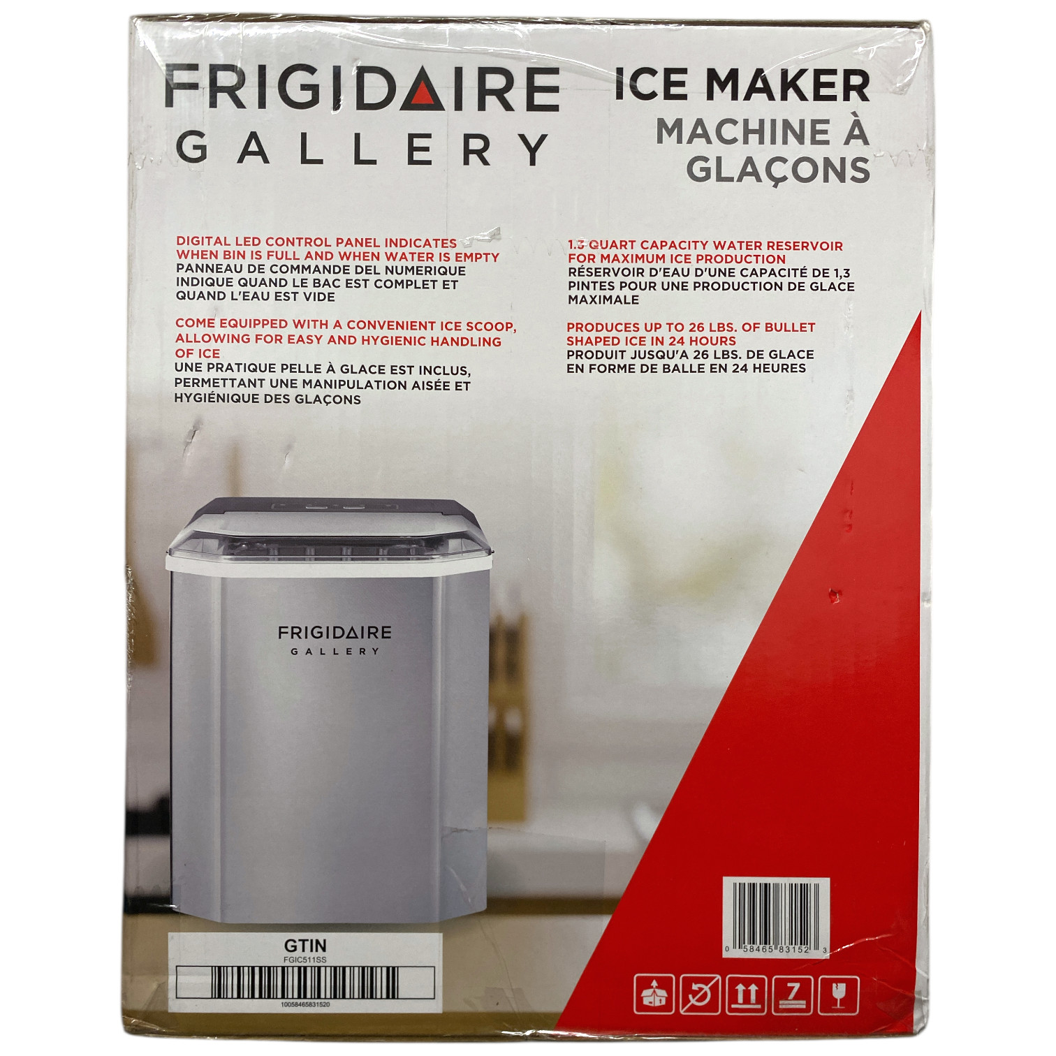 Frigidaire Gallery Stainless Steel Ice Maker, 26 lbs, FGIC511SS
