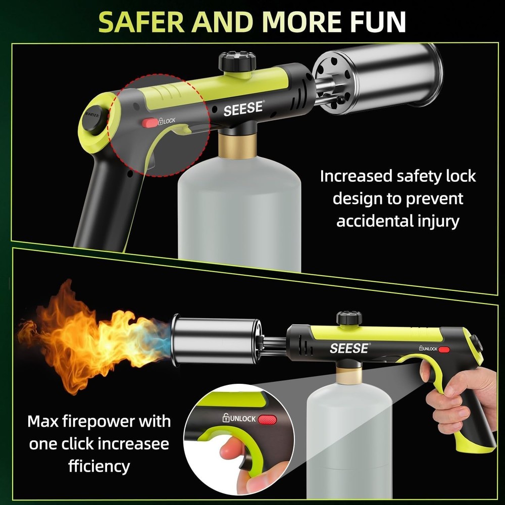 Powerful Propane Torch,Kitchen Cooking Torch With One-Touch Max Fire, Charcoa...
