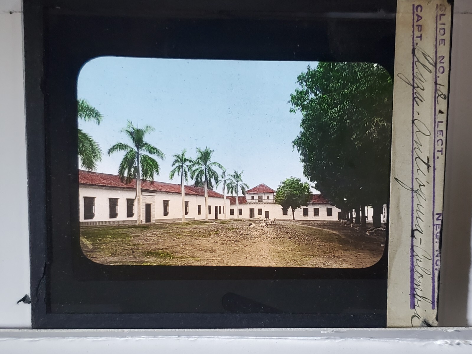 Plaza in Antioquia, Colombia, Foreign Missions Library Magic Lantern Glass Slide