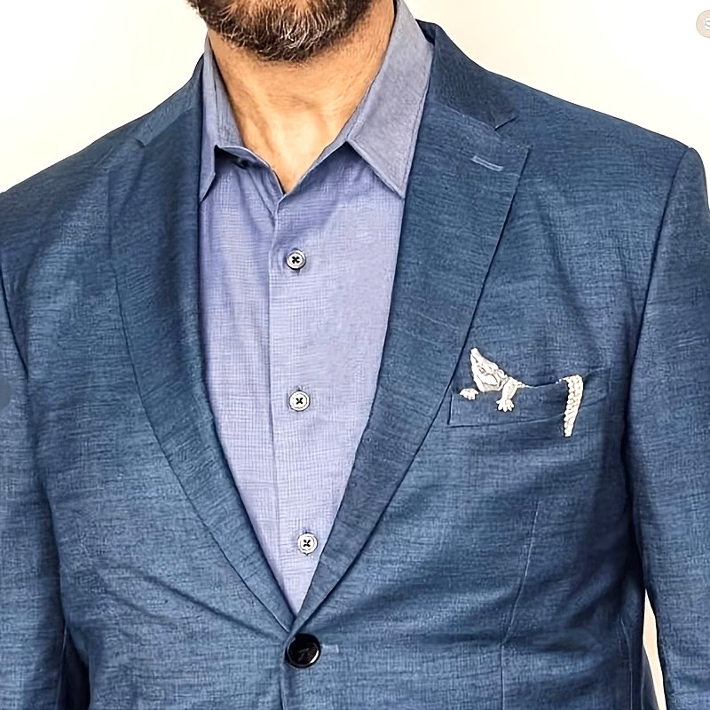 ⭐ TOP PICK!⭐ MENS SUIT POCKET ALLIGATOR FORMAL / CASUAL NO NEED FOR HANDKERCHIEF