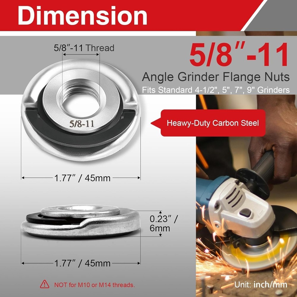 2 Pcs 5/8- Angle Grinder Flange Nuts with 5/8- Inch Thread, Quick Change Lock...