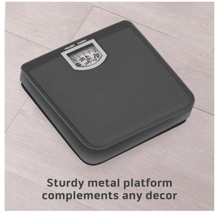 Health o meter Compact Dial Bathroom Scale, 330 lb. Capacity, Sturdy Metal