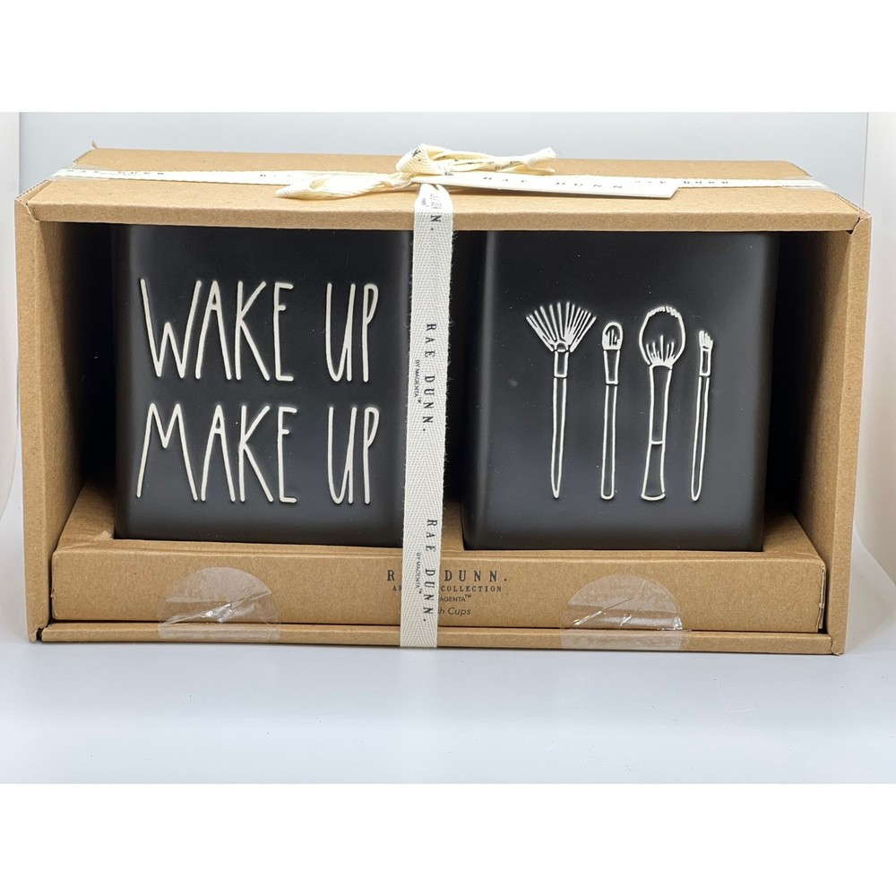 Rae Dunn Wake Up Make Up Set in Black