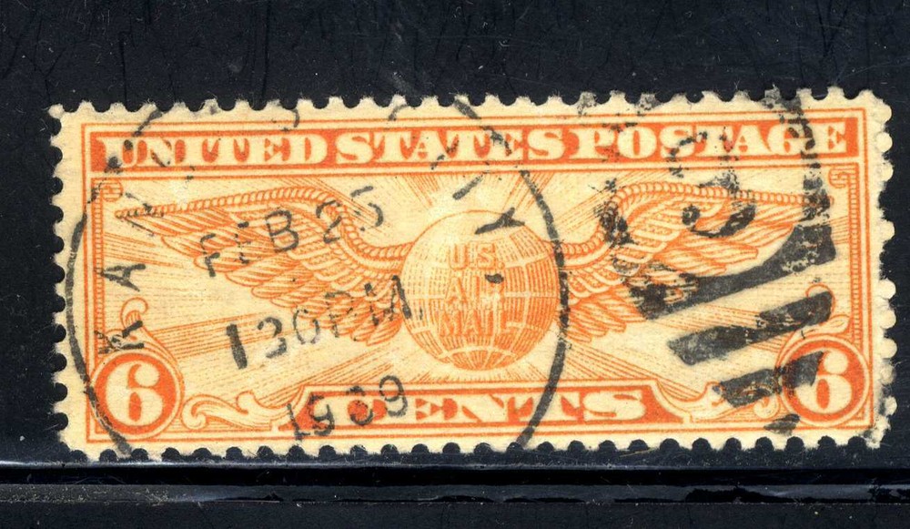 1934 US  AIR MAIL 🛨 🔥 6 Cent Air Mail Stamp Winged Globe SCOTT# C19