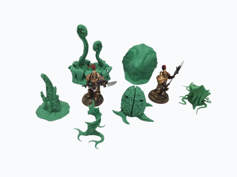 3D Printed Tabletop War Terrain Alien Plants Set D Perfect For 40K / Kill Team