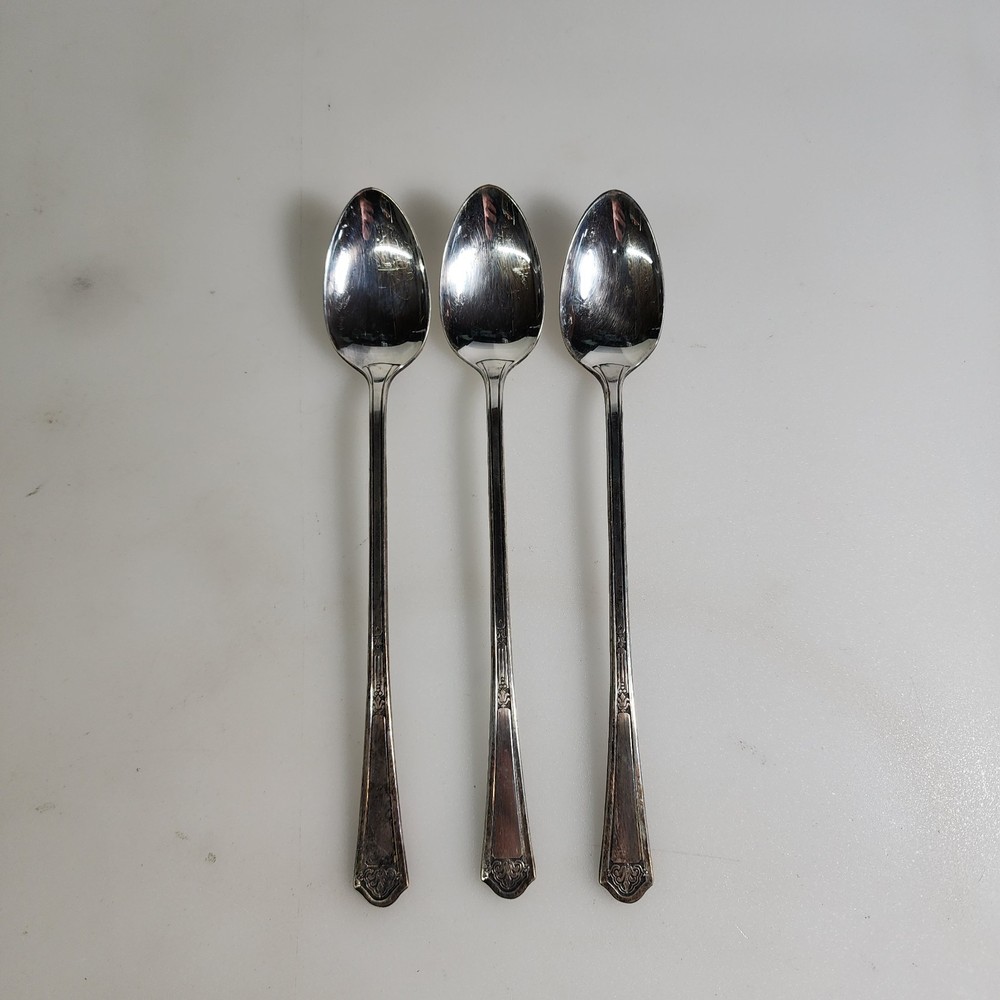 Lot of 3 Florentine Silverplate Tear Bowl Iced Tea Spoon
