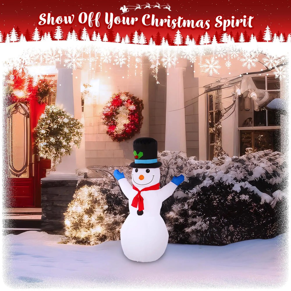 G128 4 ft Snowman Christmas Inflatable Decor with LED Lights