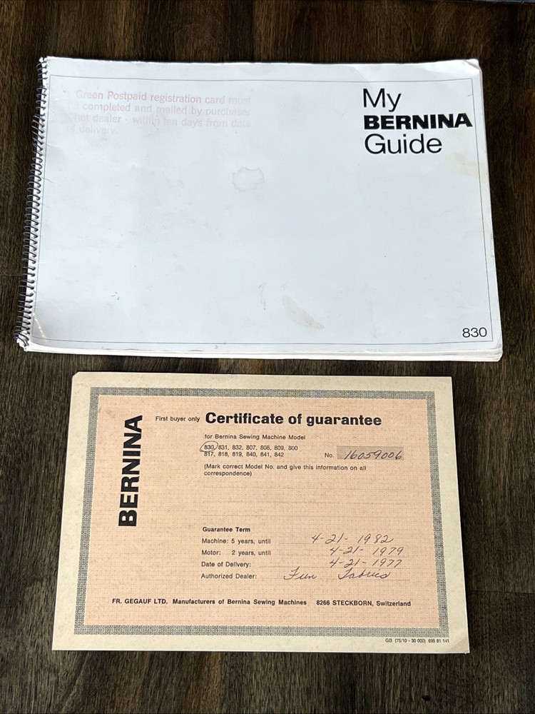 Bernina 830 Record Sewing Machine Bundle - Feet, Cases, Extension & Guide +