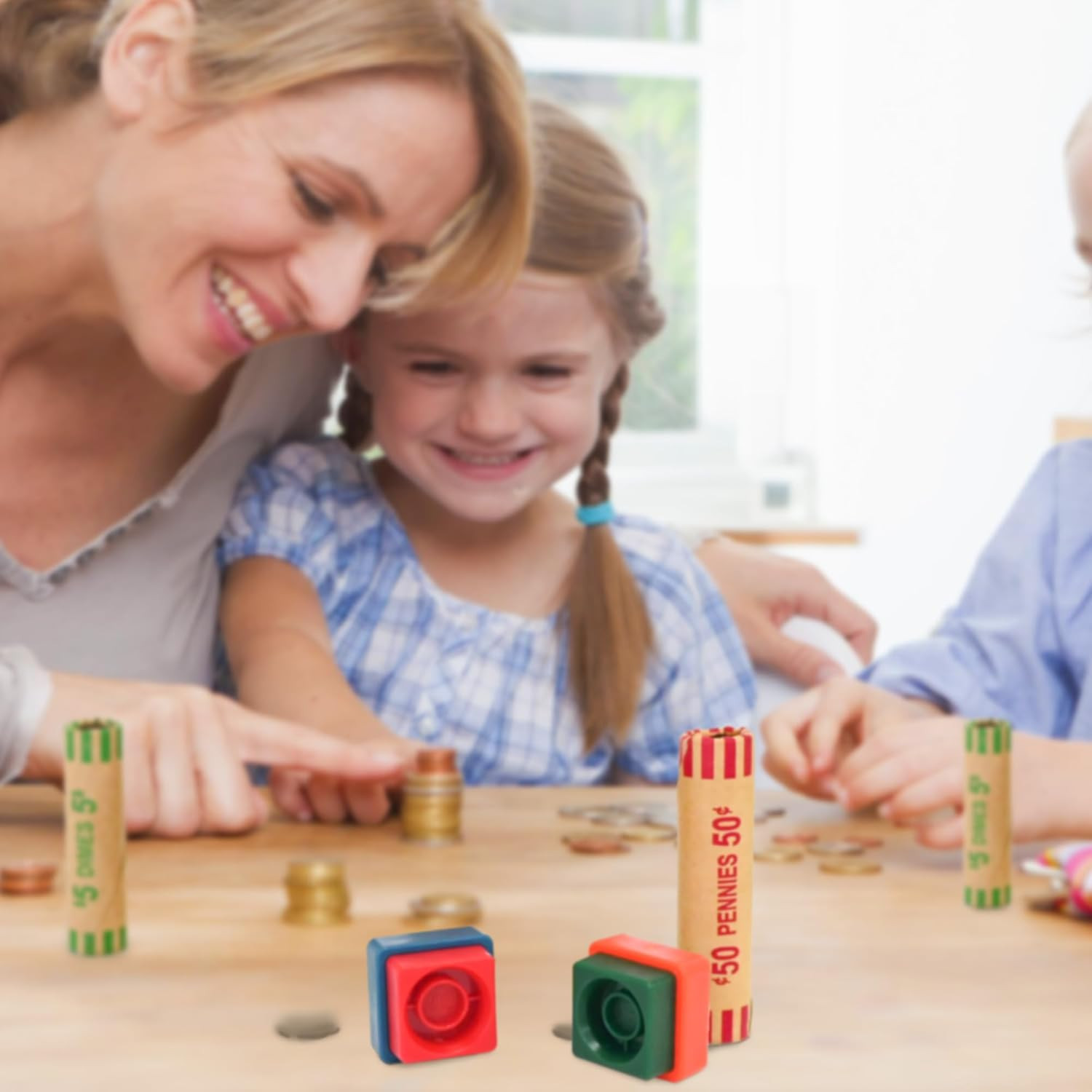 60 Assorted Coin Roll Wrappers with Color Coded Coin Wrapper Crimping Tool -Q...