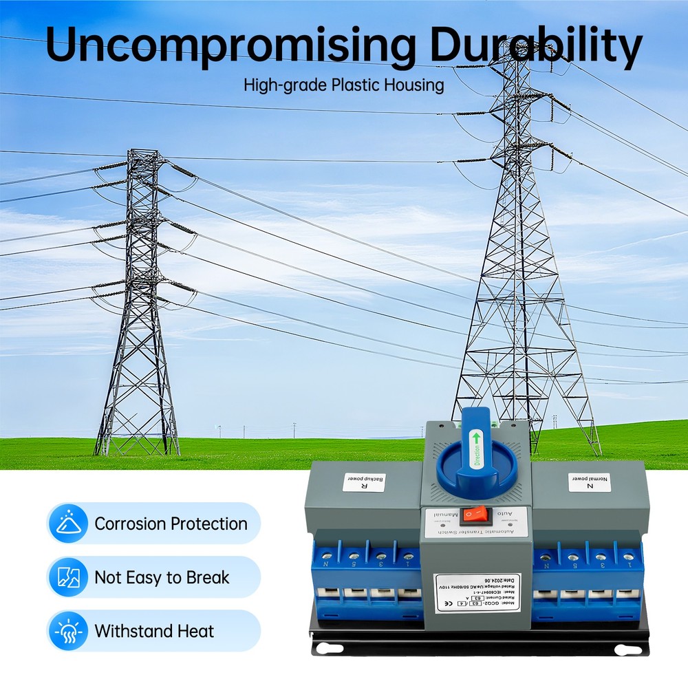 Dual Power Automatic Transfer Switch Generator Changeover Switch CB Level 63A 4P