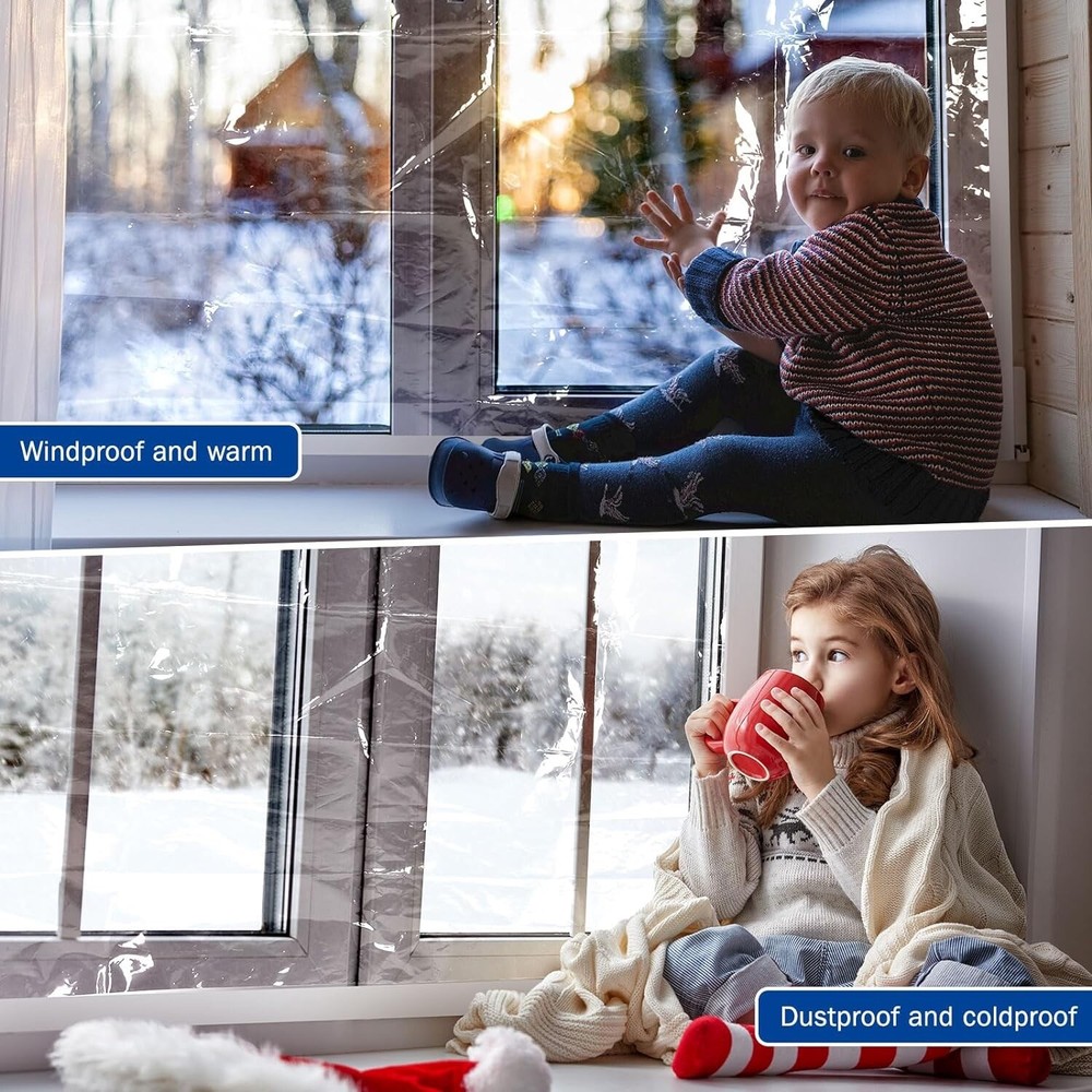 PANGDA Winter Window Insulation Kit 47x63 Inch with Hook Loop - 6 Sheets