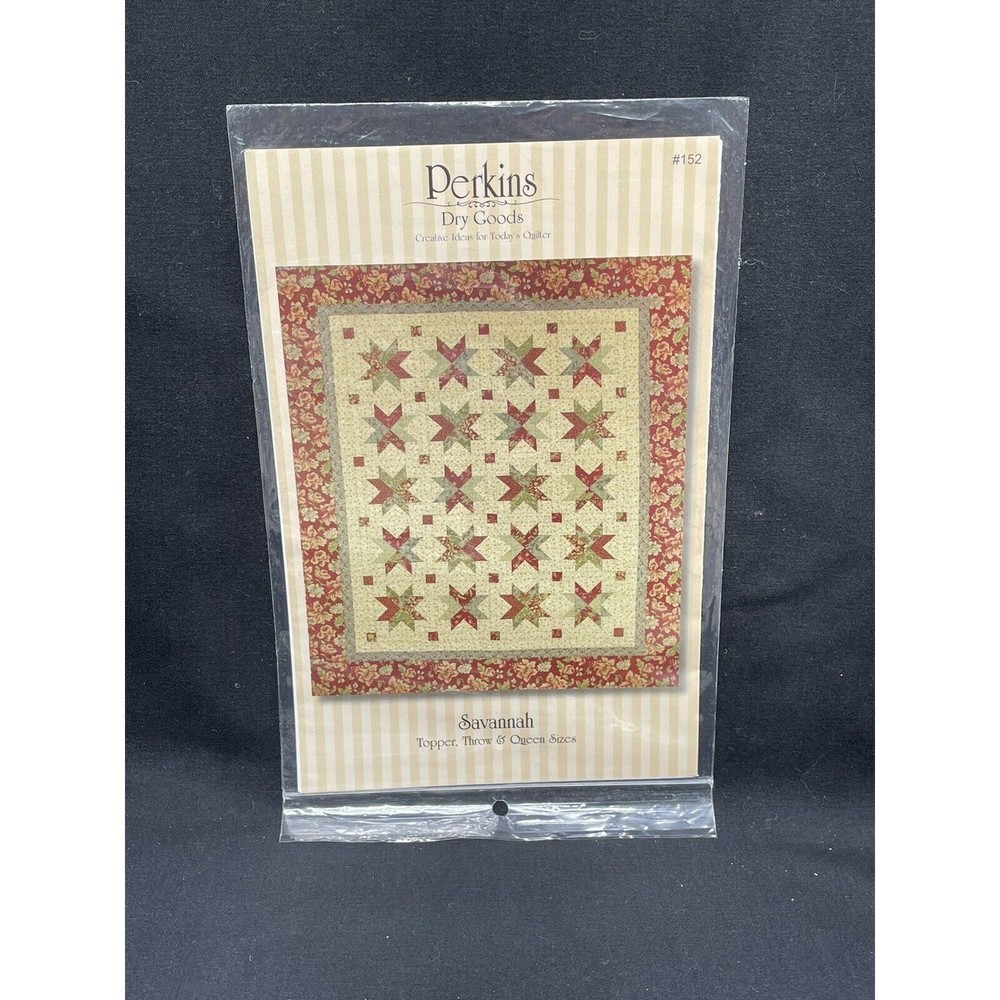 Perkins Dry Goods - Savannah Topper, Throw & Queen Size Quilt Pattern NIP