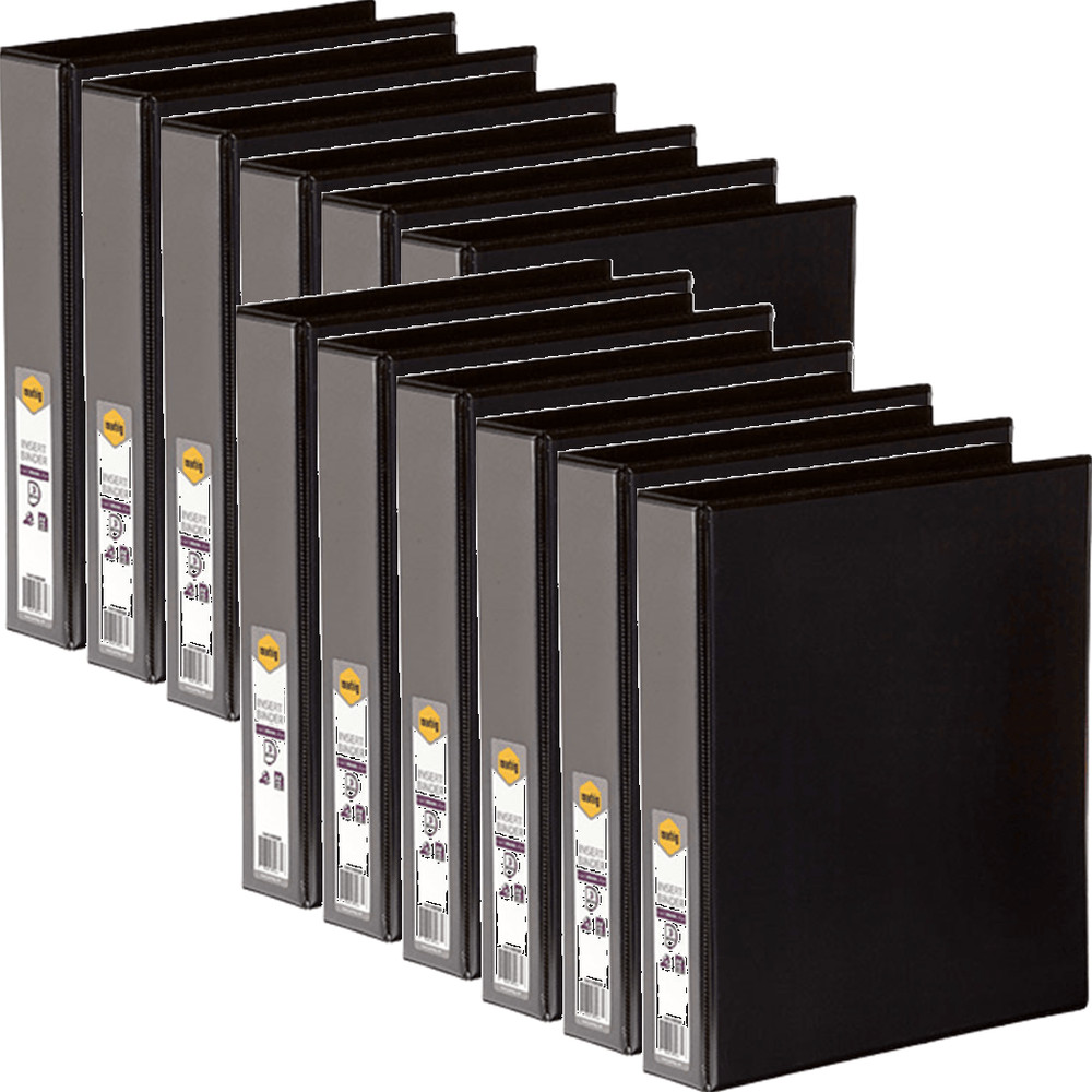 NEW 12x Marbig Clear View Insert Ring Binder Folder 3D 38mm A4 Black