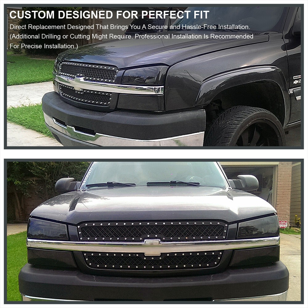 Fits 2003-2005 Chevy Silverado 2003-2006 Avalanche Mesh Upper Grille Inserts