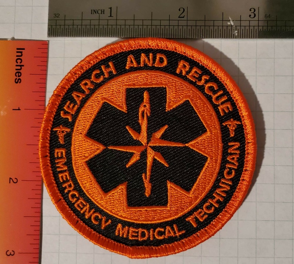 SAR Search and Rescue EMT Patch with 'Hook Fastener' Backing 3"x3"