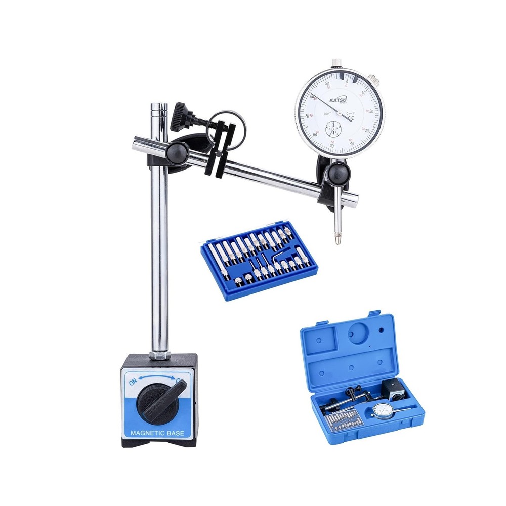 KATSU Tools Dial Indicator with Magnetic Base and 22 Pieces Indicator Points ...