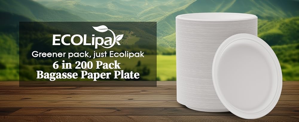 6 Inch Disposable postable Small Paper Plates, Recycled
