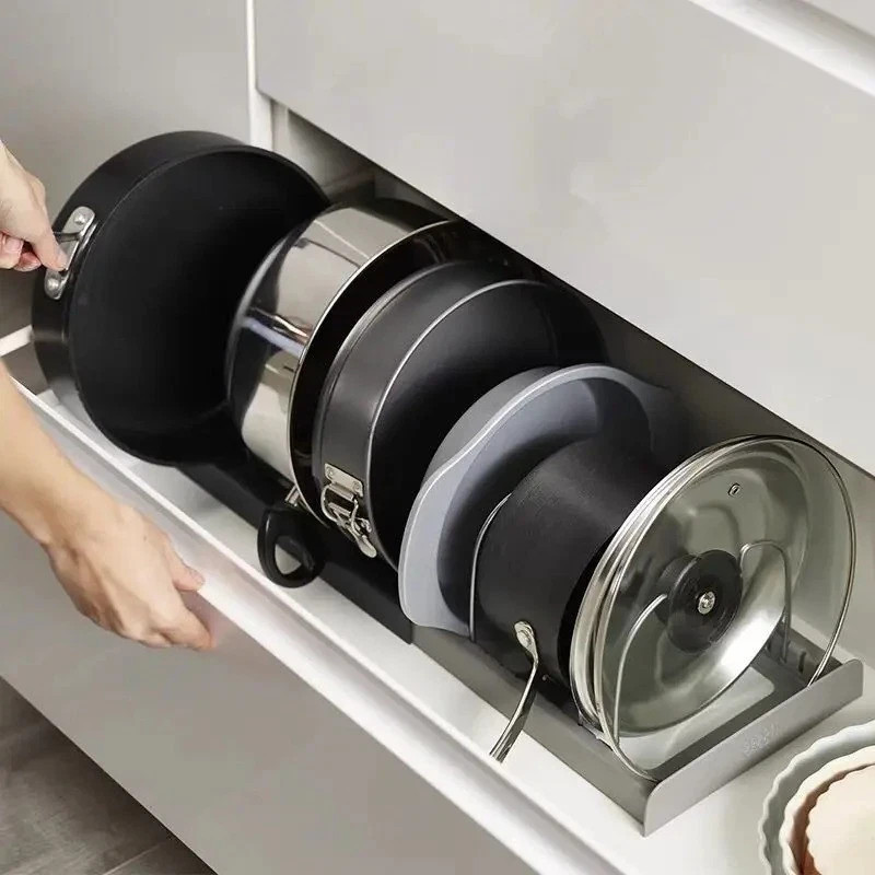 Expandable Adjustable Kitchen Organizer Rack for Pot Lids, Pans, Plates Cabinet