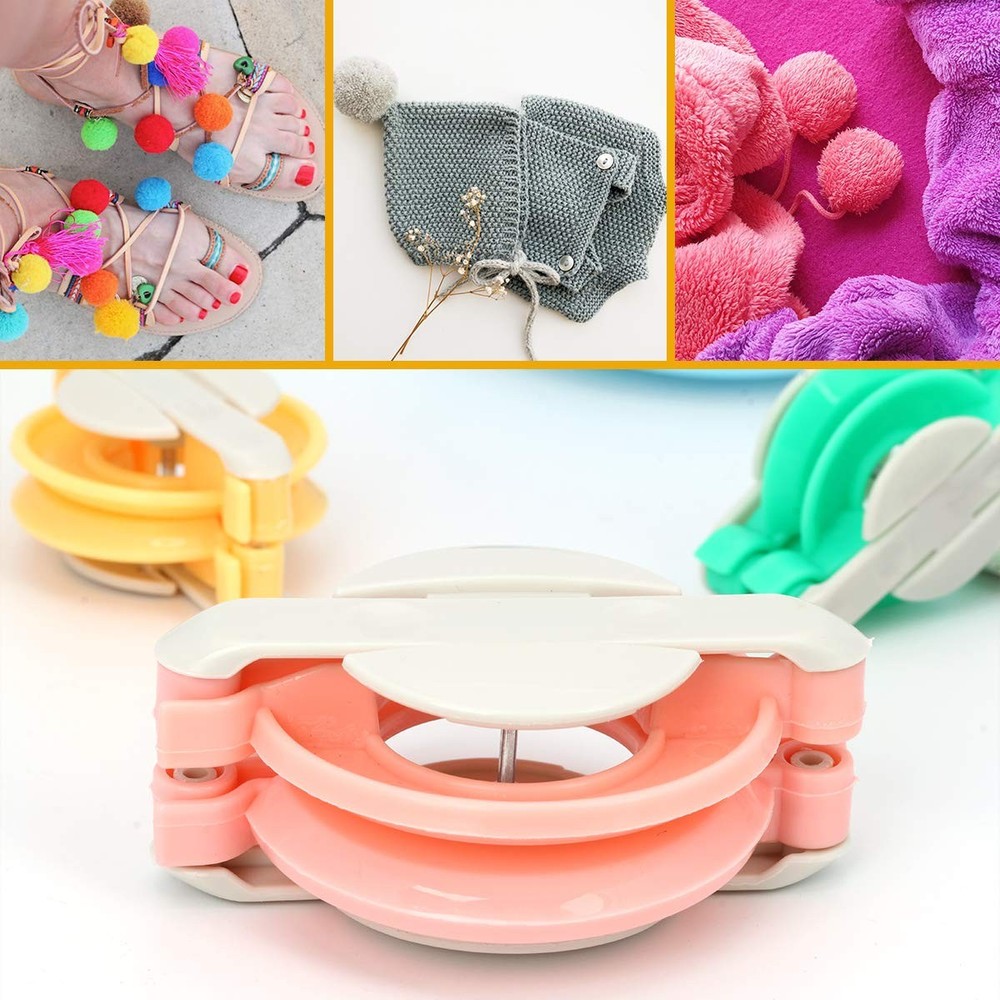 Pompom Makers 4 Size, Wool Craft Tool, DIY Yarn Weaver, Scissors Included